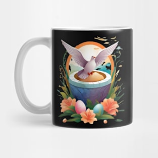 Easter Dove  / Spring Flowers / Easter Eggs, Easter gift Mug